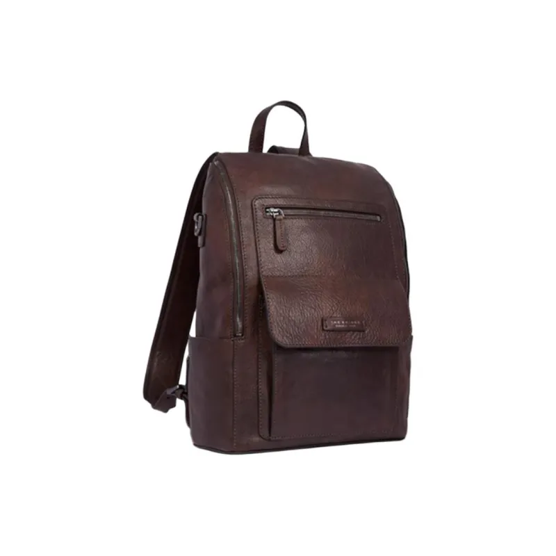 THE BRIDGE Cow Leather Carry Backpack Medium Size Men's Brown-1