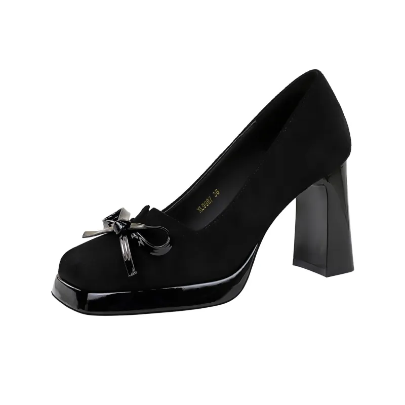 QITUMAUL Chunky Heel High Heels 9cm Women's-1