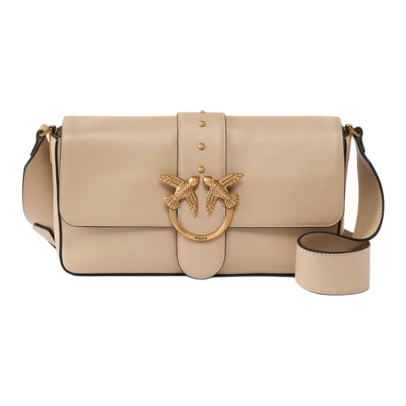 PINKO Love Bag Cow Leather Shoulder Bag Large Size Women's Light Umber-0