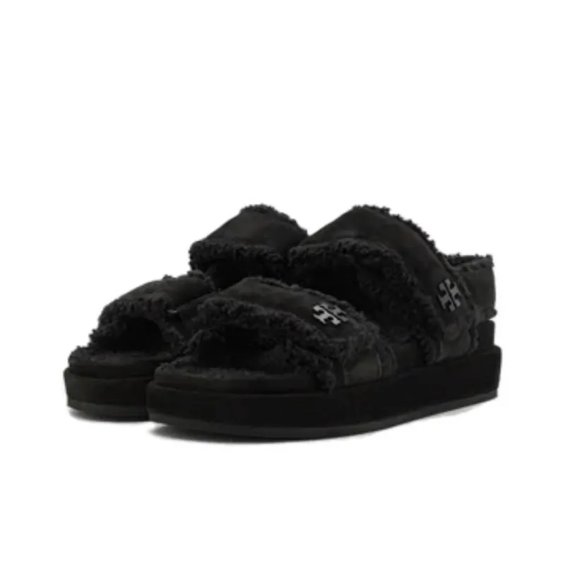TORY BURCH Double T-plaque Touch-strap Suede Sandals-3