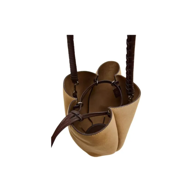 ZARA Cow Leather Bucket Bag, Shoulder Bag Large Size Women's Sand & Brown-6