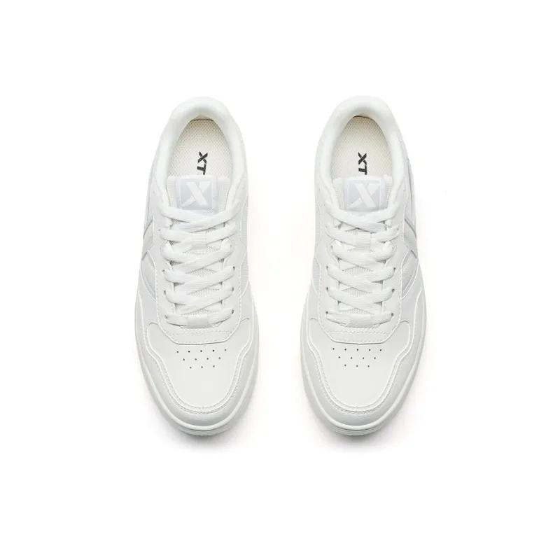 XTEP Air Force One Wear-Resistant Slip-Resistant Height Increasing Low-Top Skateboard Shoes Women's White Gray-3
