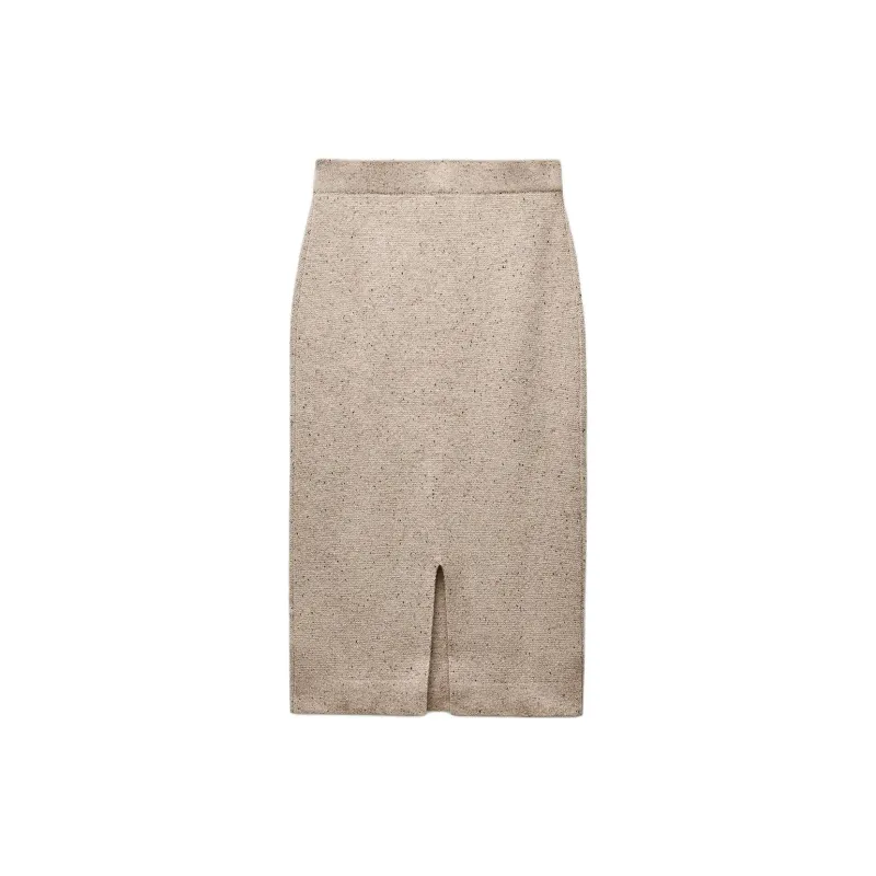 ZARA Casual Long Skirts Women's Beige-1