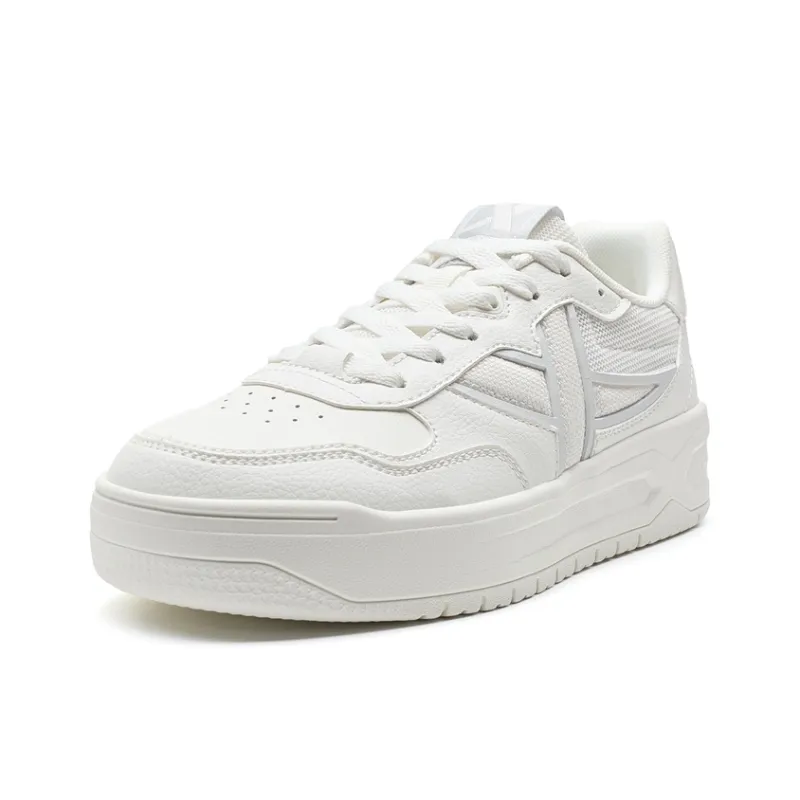 XTEP Air Force One Wear-Resistant Slip-Resistant Height Increasing Low-Top Skateboard Shoes Women's White Gray-1