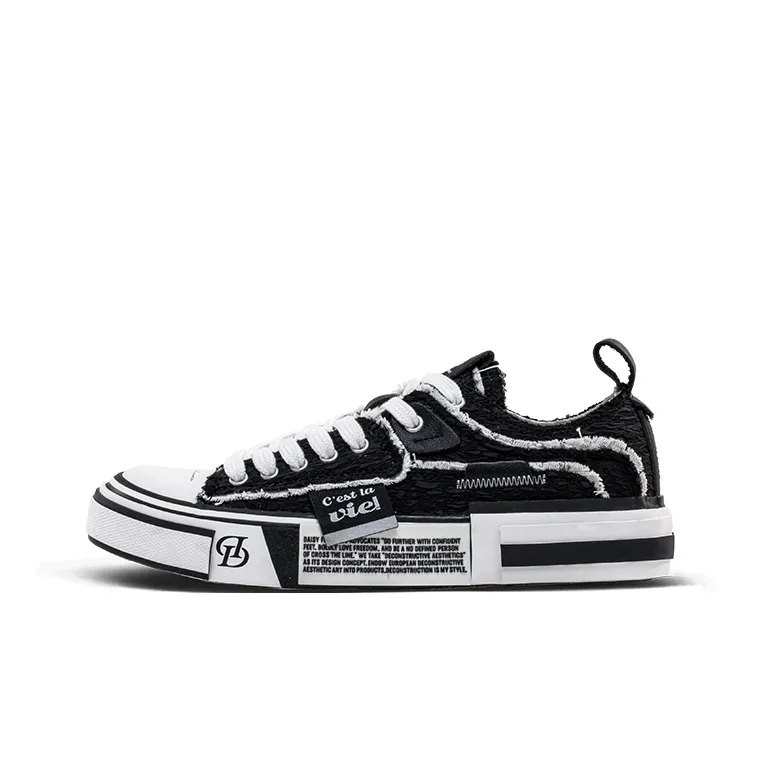 Daisy Fellowes Chocolate Series Low-Top Skateboard Shoes Unisex Chanel-Inspired Black-0