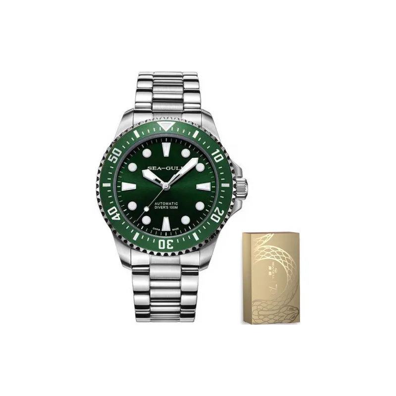 Sea Gull Ocean Series Automatic Mechanical Movement Steel Strap Watch Men's Watches Green Dial-14