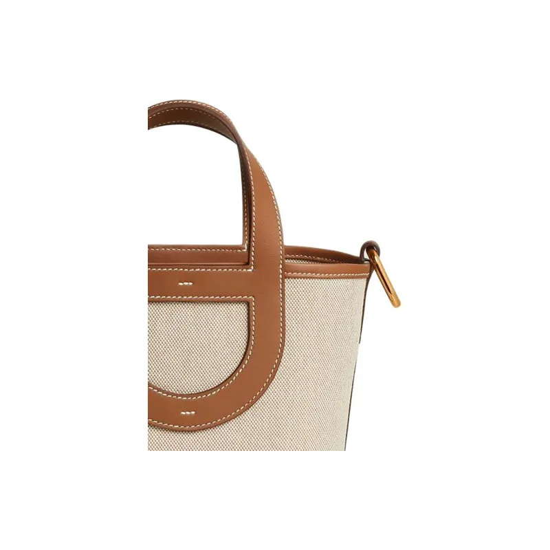 HERMES In The Loop Canvas With Swift Calfskin Basket Bag Pig Nose Bucket Bag Handbag Women's Light Beige-1
