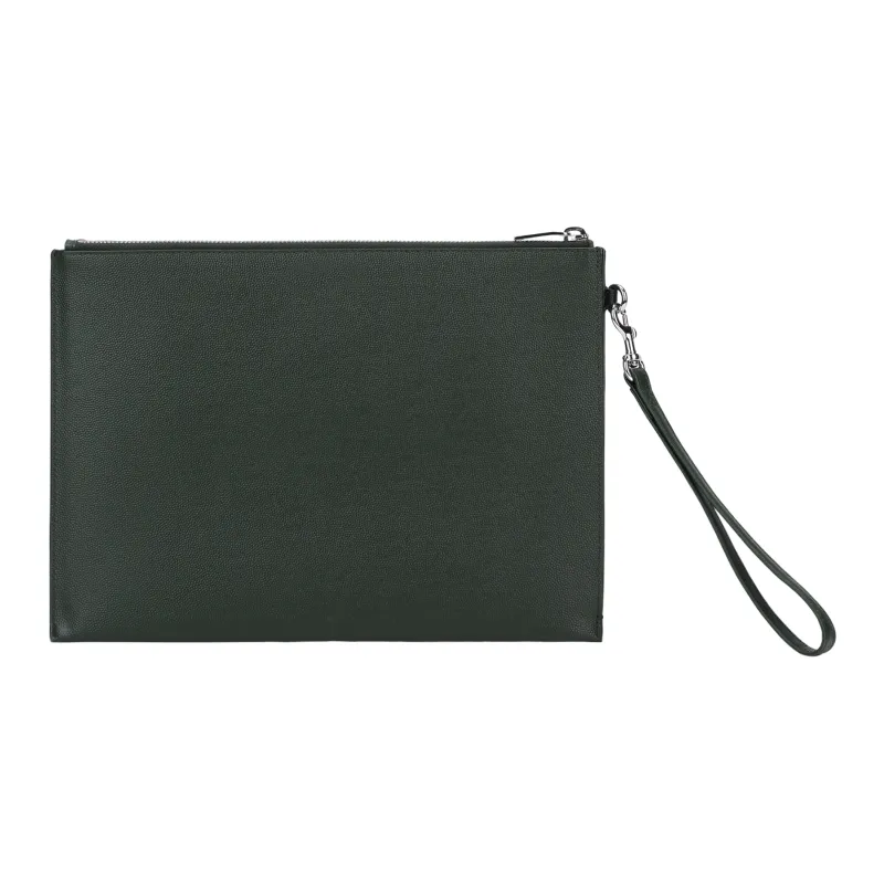SAINT LAURENT PARIS Calfskin Clutch Men's Dark Green-5