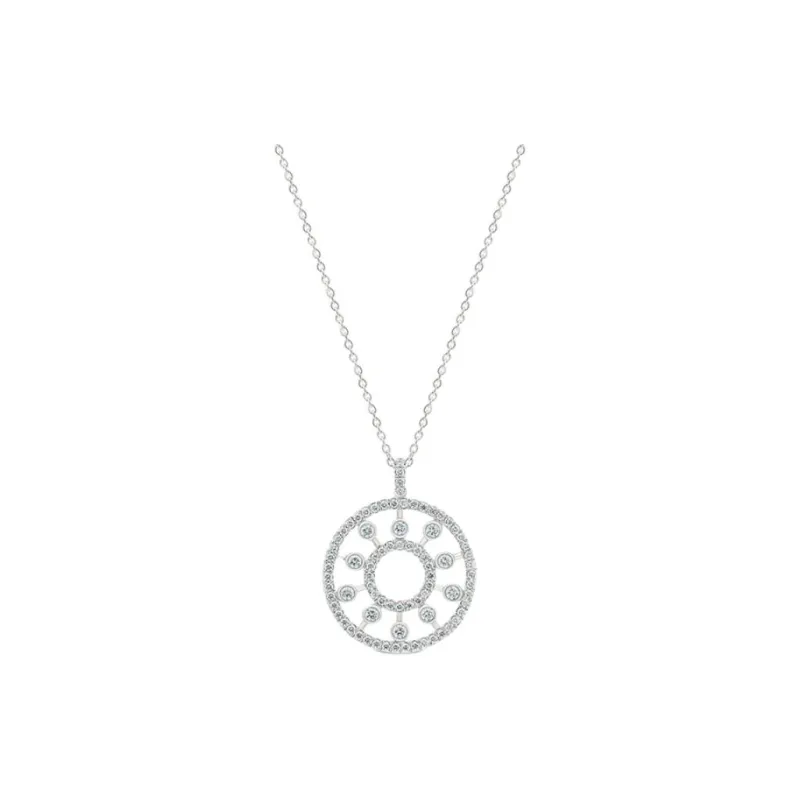 De Beers 18kt White Gold Dewdrop Diamond Medallion Necklace-0