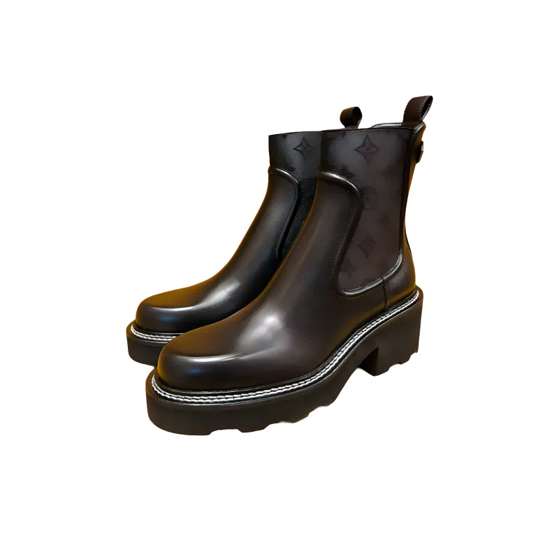 LOUIS VUITTON Short Chelsea Boots Women's Brown-2