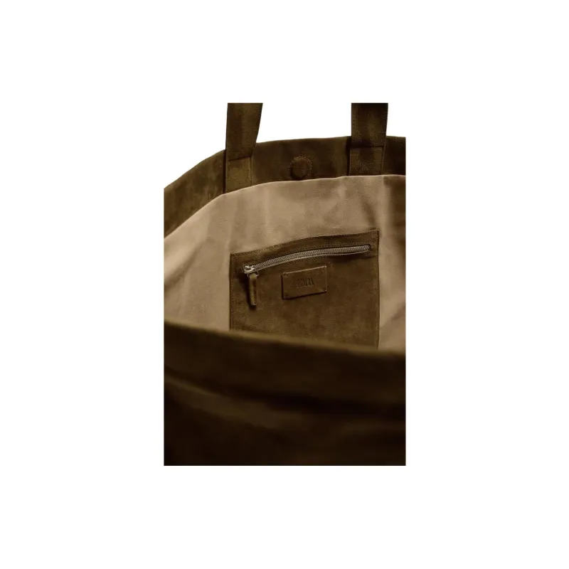 ZARA Cow Leather Tote Bag Shopping Bag Handbag Women's Brown-3