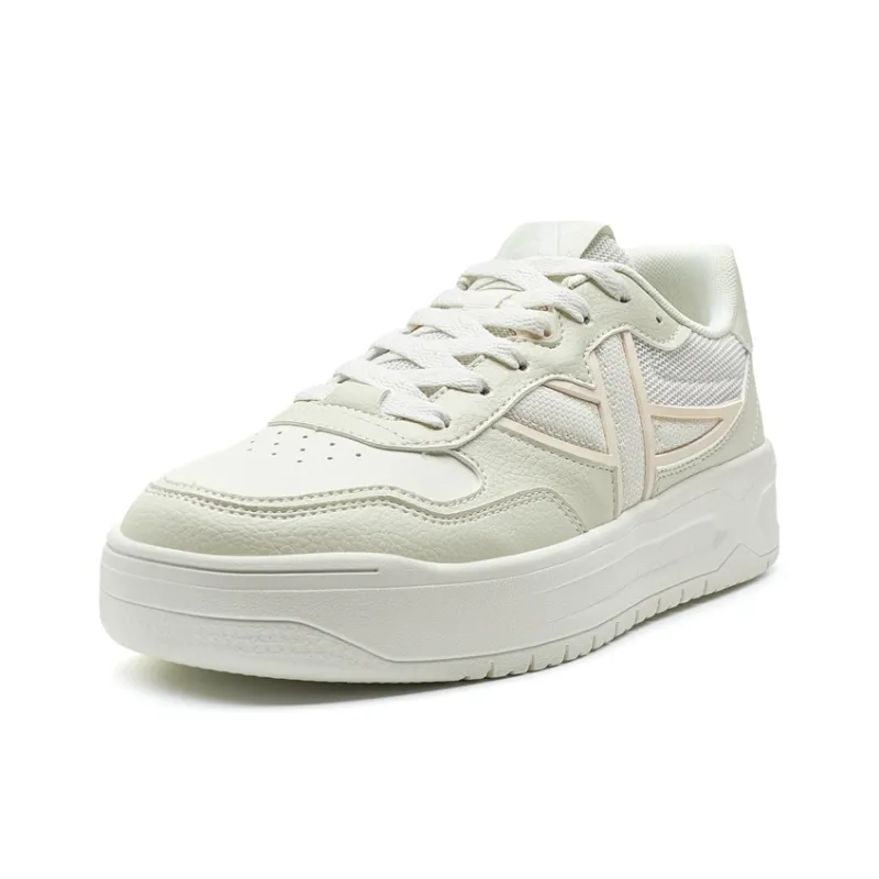 XTEP Air Force One Lightweight Slip-Resistant Coverage Low-Top Skateboard Shoes Women's White Green Apricot-1