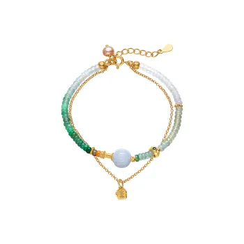 ME LUXE Pearl Peaceful New Chinese Style Double Chain Design Unique For Niche With Certificate Included Women's