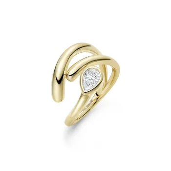 HEFANG All Things Spiritual Collection 925 Sterling Silver Serpent Waterdrop Ring Women's