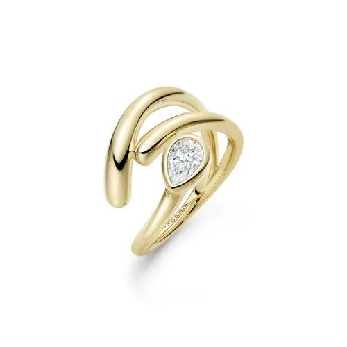 HEFANG All Things Spiritual Collection 925 Sterling Silver Serpent Waterdrop Ring Women's