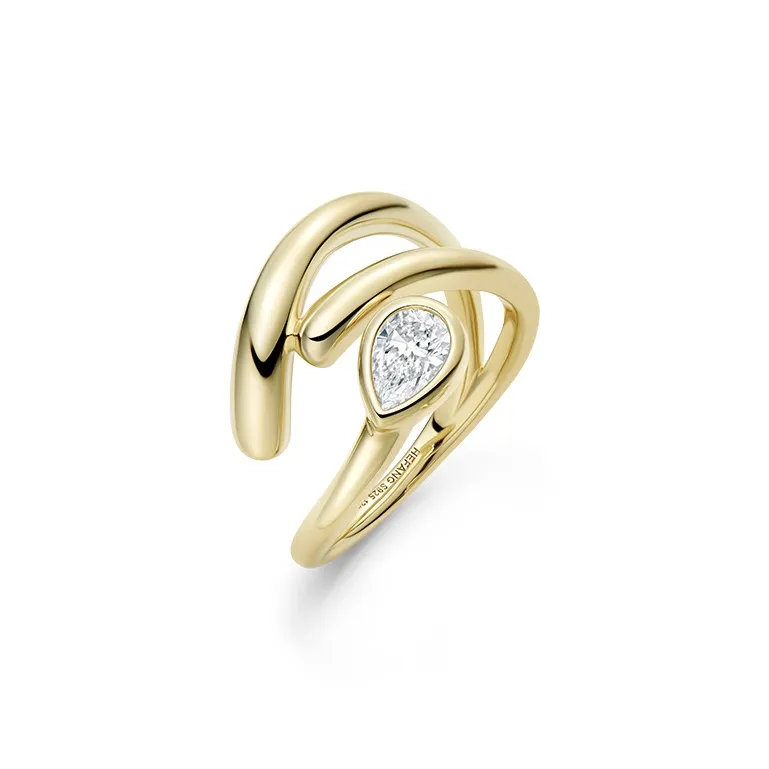 HEFANG All Things Spiritual Collection 925 Sterling Silver Serpent Waterdrop Ring Women's-0