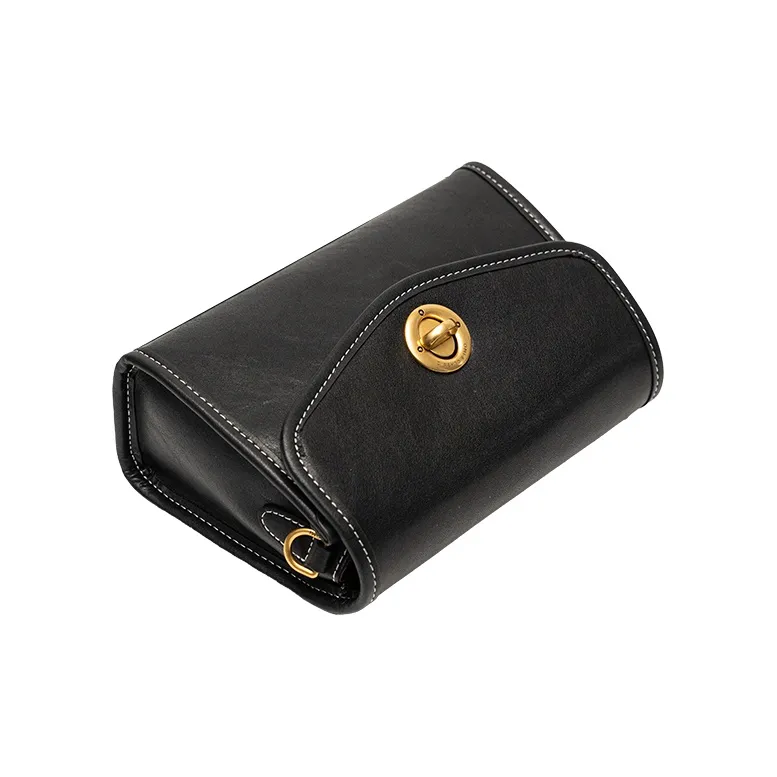 OMI Top Grain Cow Leather Crossbody Bag Women's Pitch Black/Dark Brown/Khaki Brown-1