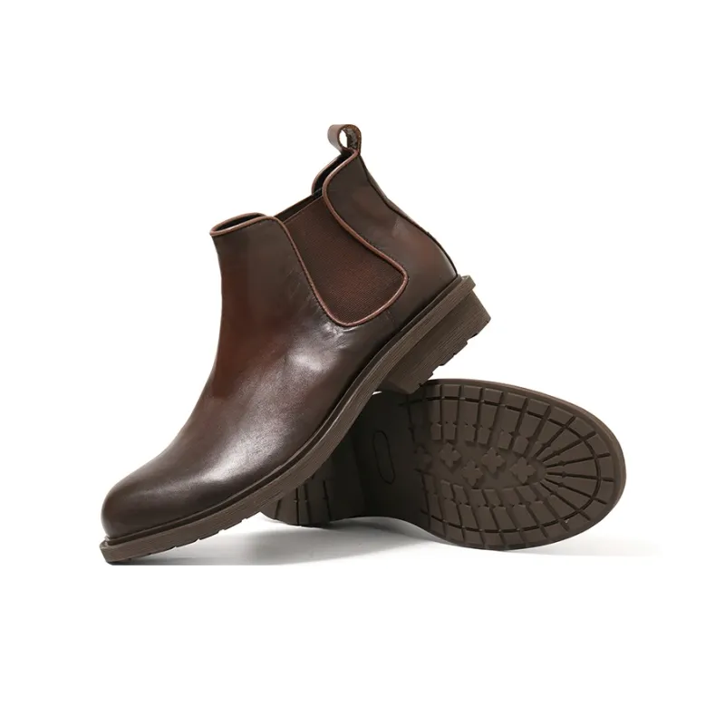 Turns By Turns Short Chelsea Boots Men's Coffee-3