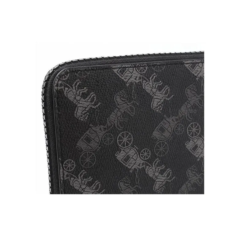 COACH Accordion Zip Canvas Clutches Wallets Men's Black-3