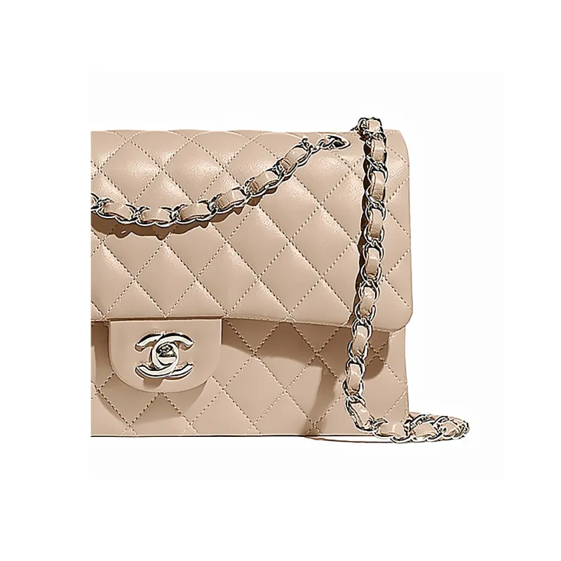CHANEL Classic Flap CF Sheepskin Flap Bag, Shoulder Bag, Crossbody Bag Medium Size Women's Beige-2