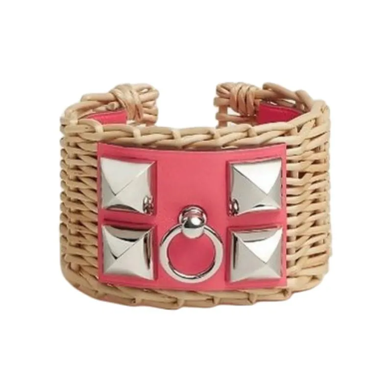 HERMES Leather Brass Metal Bracelets Women's Multicolor-0
