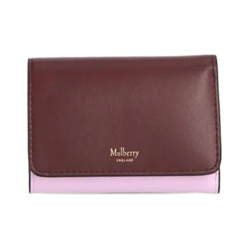 Mulberry Leather Wallet Women's Burgundy & Pink