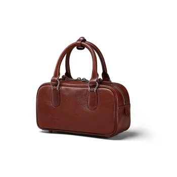 KAISER Crystal Vegetable Tanned Cow Leather Handbag Regular Women's Red Brown/Black