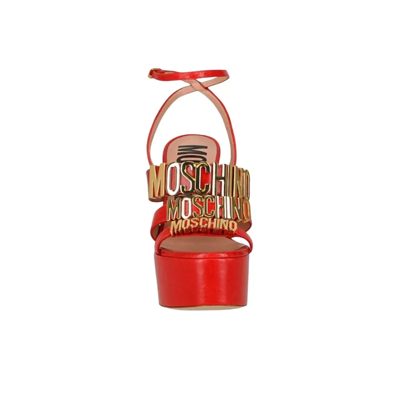 MOSCHINO Strap Sandals 12cm Women's Red-4