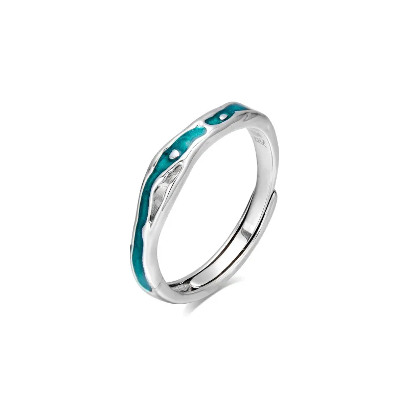 ENFANTIN S999 Fine Silver Glue Drip Rings Unisex-7