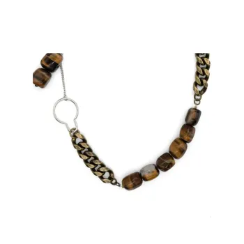 DRIES VAN NOTEN Brass, Tiger's Eye Stone Necklaces Men's Gold