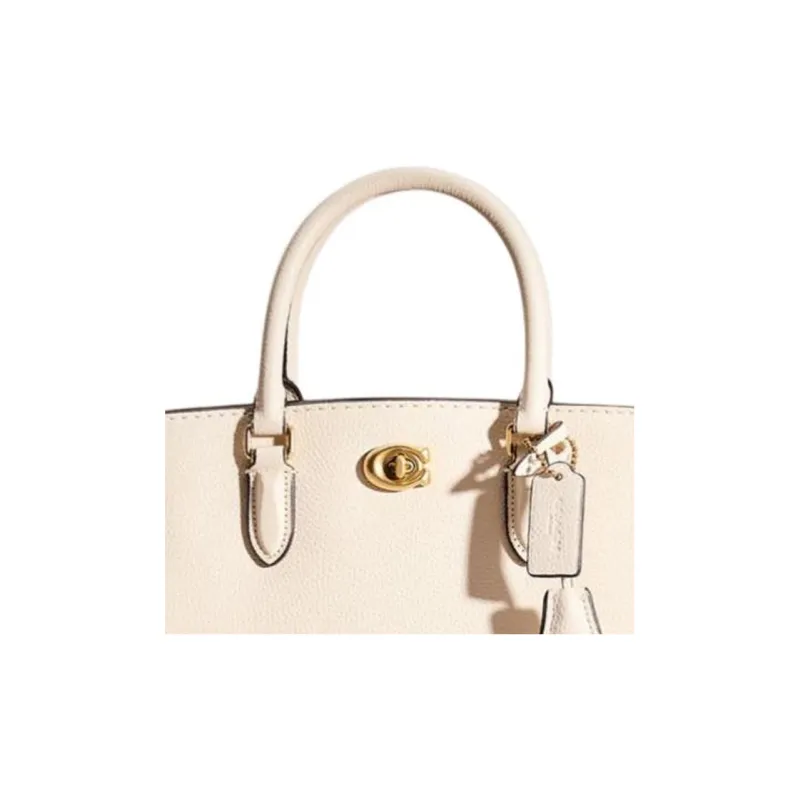 COACH Brooke Polished Pebbled Leather Shoulder Bag Crossbody Bag Handbag Large Size Women's Brass/Chalk White-1