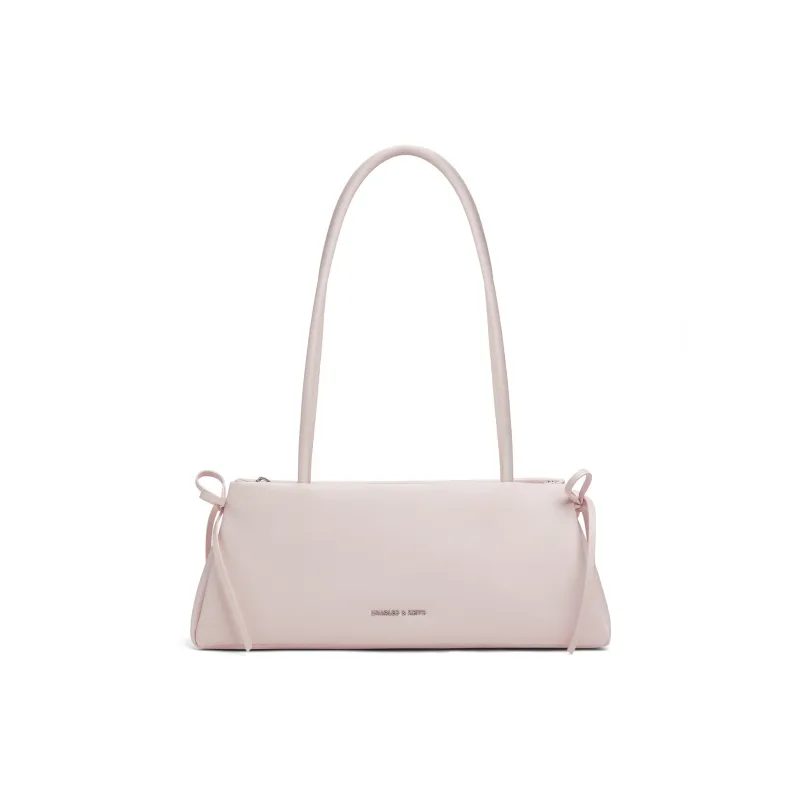 CHARLES&KEITH PU Shoulder Bag Medium Size Women's Light Pink/Noir Black/White/Sea Salt Blue-8
