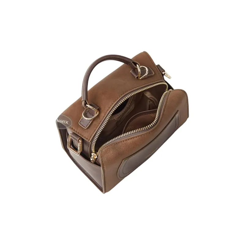 Teenmix Split Cow Leather One Shoulder Handbag Trumpets Women's Coffee/Black/Latte/Brown-4