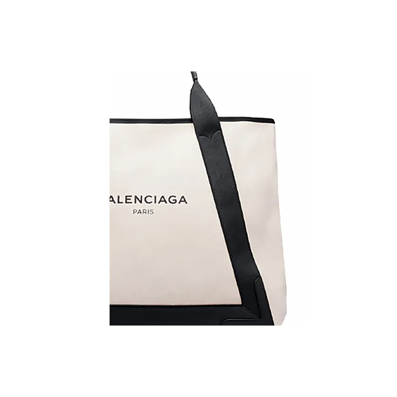 Balenciaga Cotton Canvas With Calfskin Tote Bag Shopping Bag Canvas Bag Handbags Medium Size Women's White-2