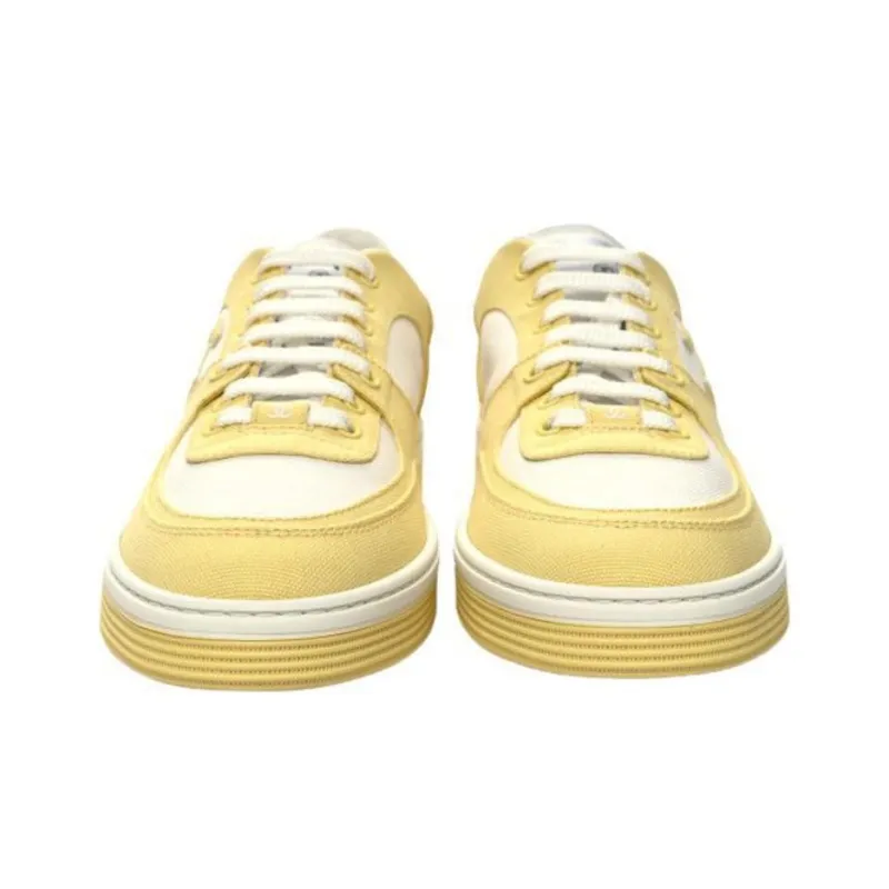CHANEL Low Top Skateboard Shoes Women's Yellow White-4
