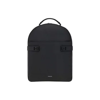 FERRAGAMO GANCINI Cow Leather Backpack Men's Black