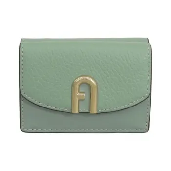 Furla Cow Leather Wallet Small Size Women's Green