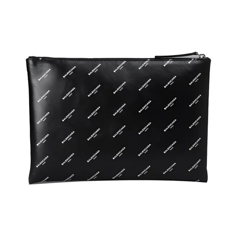 Balenciaga Leather Clutch Men's Black-2