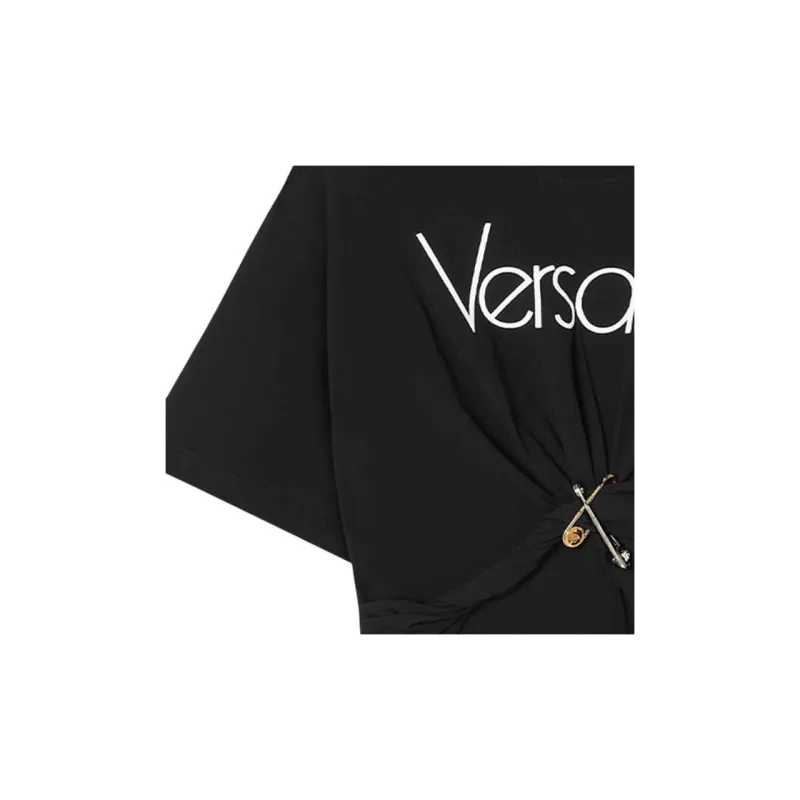 VERSACE Safety Pin Detailed Crewneck T Shirt-3