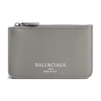 Balenciaga Cash Smooth Cow Leather Card Holder Women's Gray
