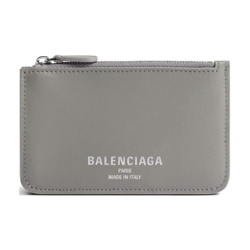 Balenciaga Cash Smooth Cow Leather Card Holder Women's Gray-0