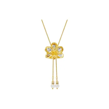 RISIS Dolly Butterfly Orchid, Natural Orchid, Palladium Plated Gold Slide Buckle Cropped Necklace Women's