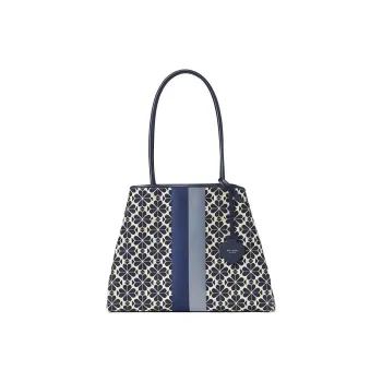 Kate Spade Canvas One Shoulder Crossbody Bag Tote Bag Shopping Bag Handbag Large Size Women's Blue White