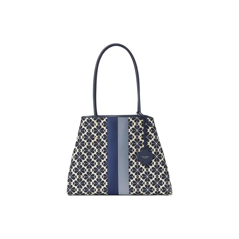 Kate Spade Canvas One Shoulder Crossbody Bag Tote Bag Shopping Bag Handbag Large Size Women's Blue White-0