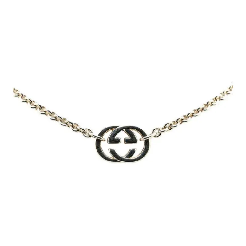 GUCCI 2000 2024 Sterling Silver Interlocking G Pendant Necklace-0