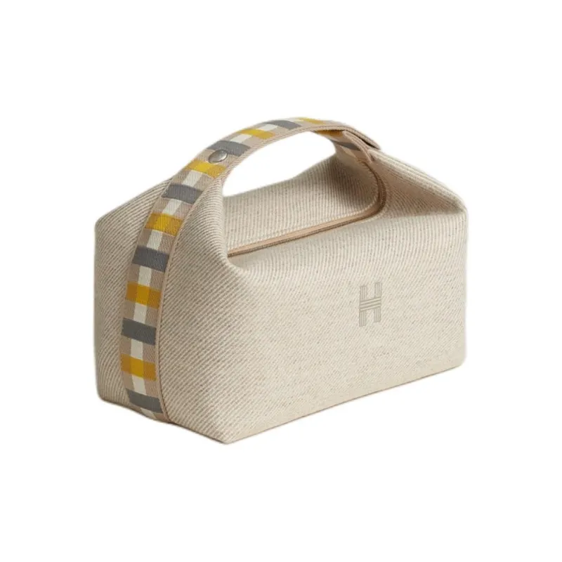 HERMES Bride a Brac Canvas Canvas Bag Toiletry Bag Unisex 01 Blanc Pure White-1