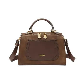 Teenmix Split Cow Leather One Shoulder Handbag Trumpets Women's Coffee/Black/Latte/Brown