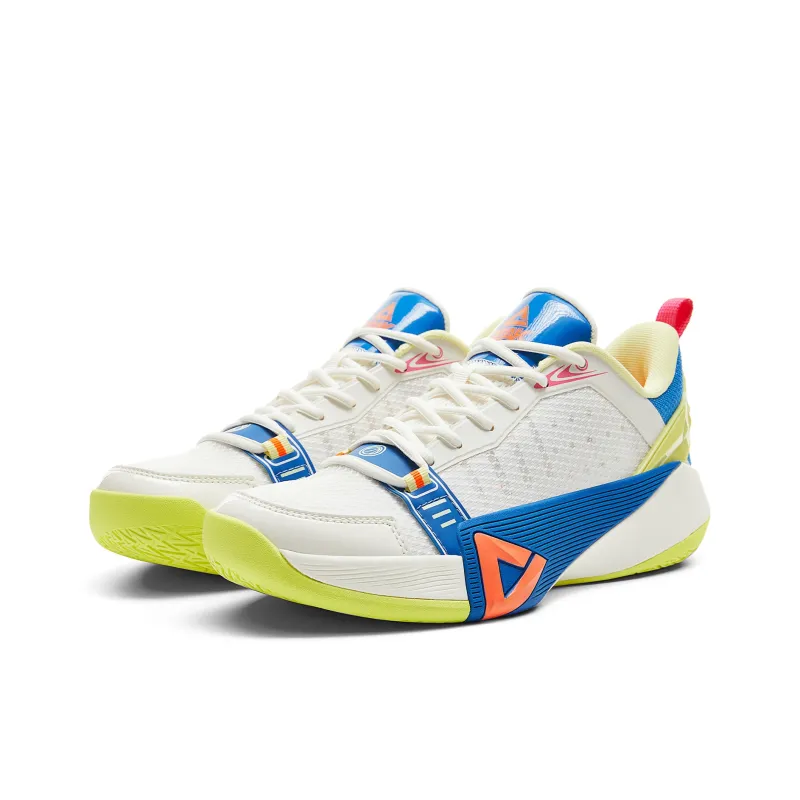 PEAK Anti-Slip And Wear-Resistant Rebound Low-Top Basketball Shoes Men's White Blue Yellow-2