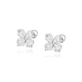 999 Fine Silver-Lucky Four-Leaf Clover Stud Earrings