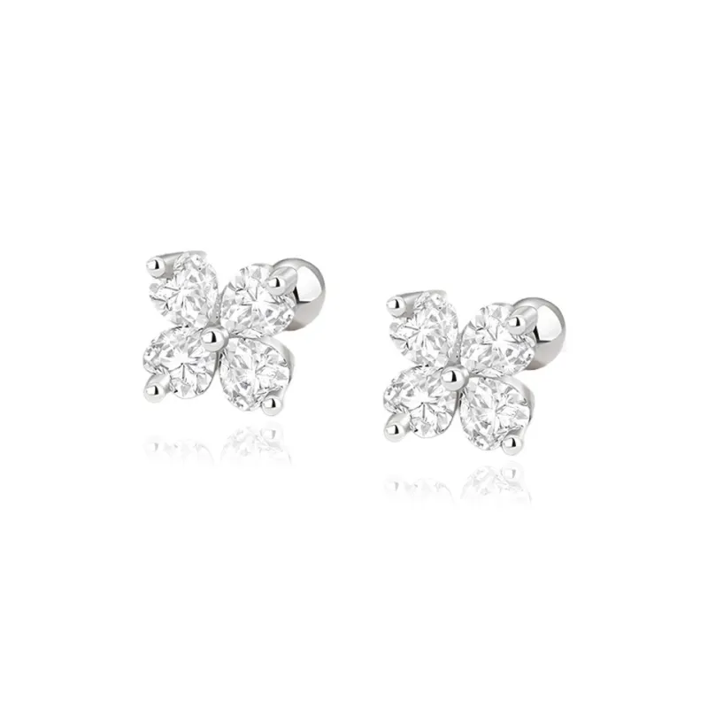 Central Fashion 999 Fine Silver Stud Earrings Women's-0
